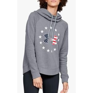 Under Armour fleece  Gray freedom logo ladies Med cowlneck hoodie